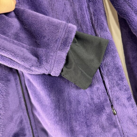 Merrell Purple Fuzzy Plush Full Zip Jacket Hooded Thumb Holes Outdoor Hiking M - Picture 3 of 12
